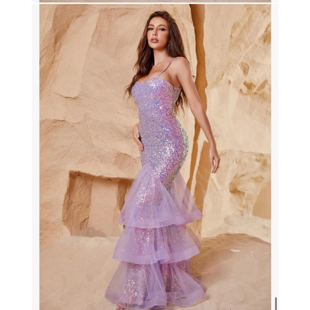 Women's FAERIESTY Gown 4XL Purple Sequin - Picture 9 of 10